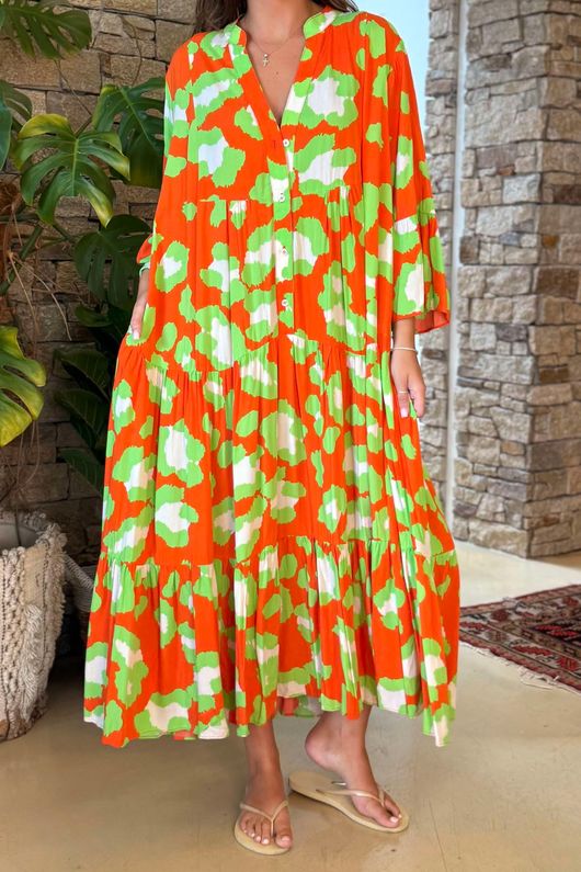 Riven Tiered Maxi Dress Aperol /8 =